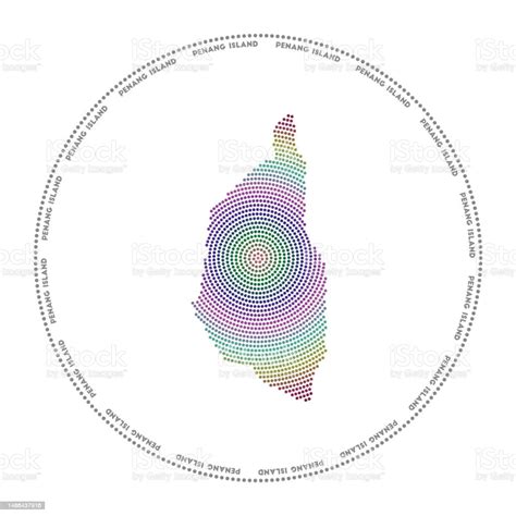 Penang Island Round Logo Digital Style Shape Of Penang Island In Dotted Circle With Island Name ...