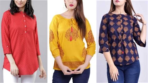 Trendy Top Design 2020 Latest Jeans Top Designs Printed Tunic Tops