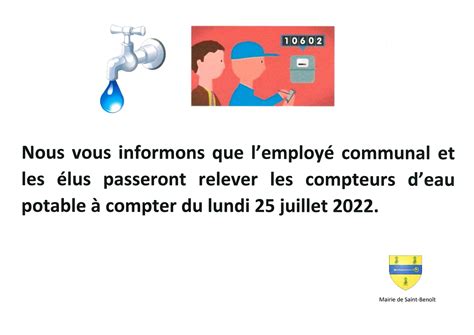 Relevé des compteurs d eau Mairie de Saint Benoit site officiel