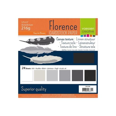 Florence Cardstock 216g 12x12 24 Vel Multipack Zwart