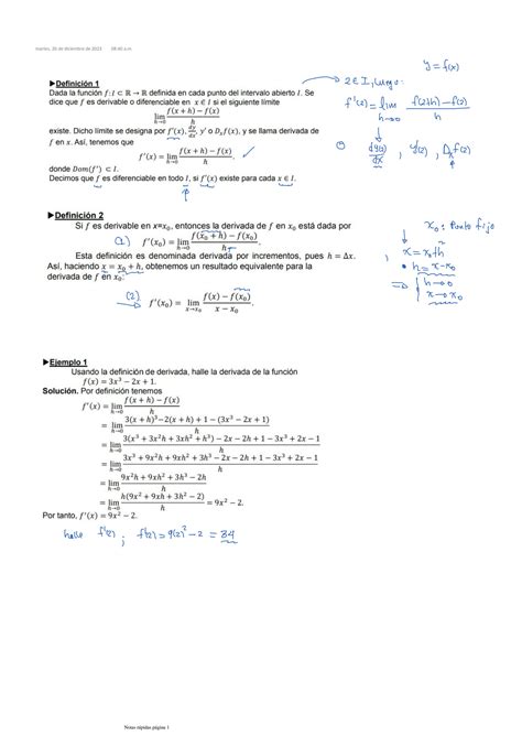 SOLUTION Teoria Y Ejercicios Derivada Por Definicion Y Ejercicios