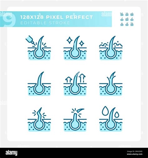 Set Of Editable Pixel Perfect Blue Haircare Icons Stock Vector Image And Art Alamy