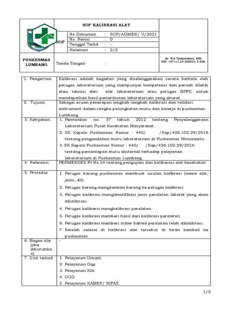Sop Kalibrasi Pdf