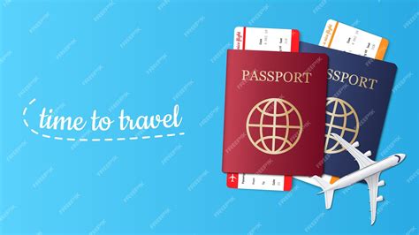 Premium Vector Travel Banner Design Passport Ticket Airplane Travel