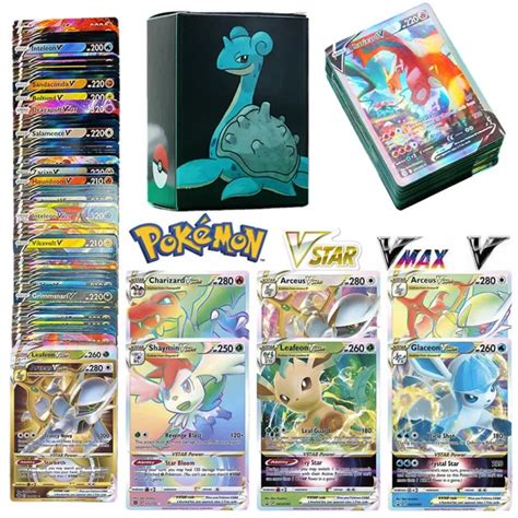 100pcs Pokemon Vstar VMAX V English Shining Cards Playing Game Display