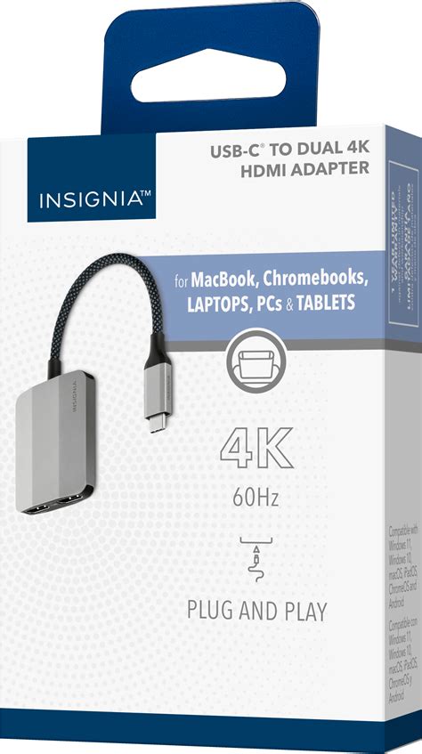 Customer Reviews Insignia USB C To Dual 4K HDMI Adapter Gray NS