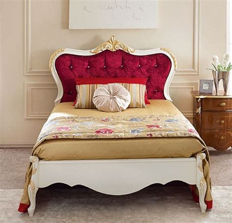 Casa Padrino Luxury Baroque Double Bed Bordeaux Red White Gold