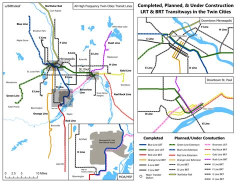 [OC] Twin Cities, MN Rapid Transit Map (Includes Current and Planned ...