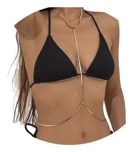 Cadena De Cuerpo Sexy De Plata Cruzada Brasier Fino Env O Gratis