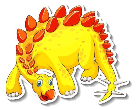 Stegosaurus Dinosaurier Cartoon Charakter Aufkleber Kostenlose Vektor