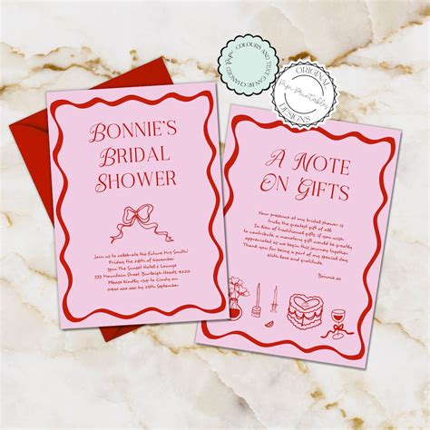 Hand Drawn Bridal Shower Invitation Template Vintage Old Money Scribble