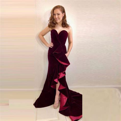 Burgundy Mermaid Evening Dresses 2019 Velvet Simple Long Prom Gown