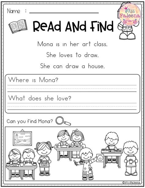 Back To School Reading Comprehension Read And Find Reading Comprehension Kindergarten