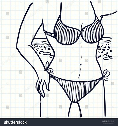 Handdrawn Doodle Illustration Girl Bikini On Stock Vector Royalty Free Shutterstock