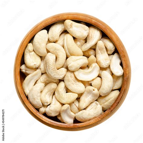 Cashew Nuts Raw Cashews In A Wooden Bowl Seeds Of Shelled Cashew Tree