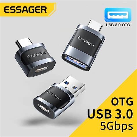 Essager Adaptateur Otg De Type C Vers Usb Connecteur Micro Usb Vers