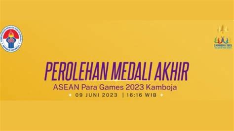 Daftar Klasemen ASEAN Para Games 2023 Indonesia Juara Umum Raih 159