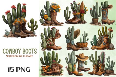 Vintage Cowboy Hat Cowboy Boots Clipart Graphic By Printable