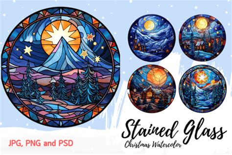 Christmas Stained Glass Clipart Graphic By Slinlashop Creative Fabrica