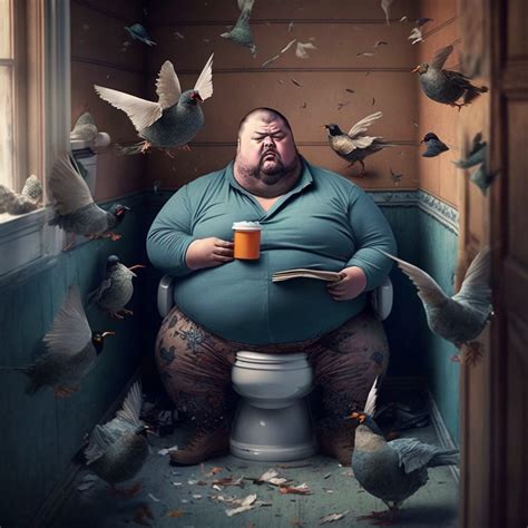 Fat Man On The Toilet With Birds By Vilescythe94 On Deviantart