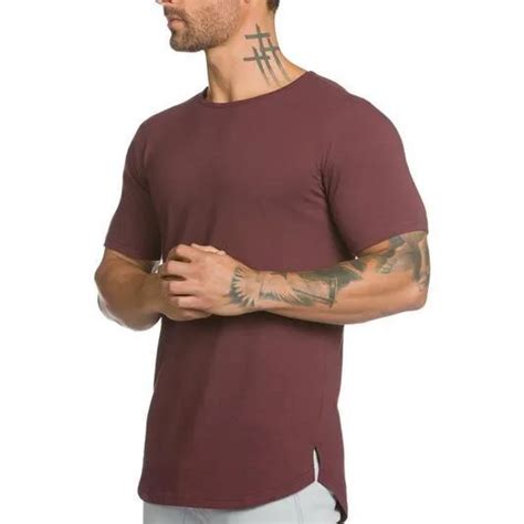 Custom Drop Tail T Shirt Dry Fit Long Line Curved Hem Oversize Blank