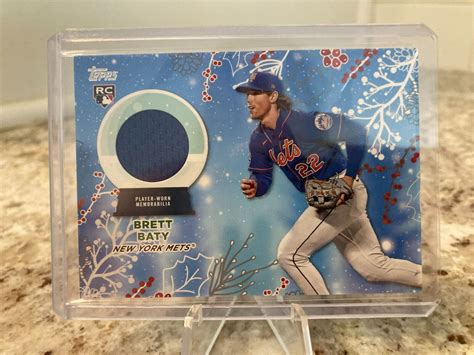 Topps Holiday Jersey Relic Brett Baty Rookie Rc Rc Bb New York