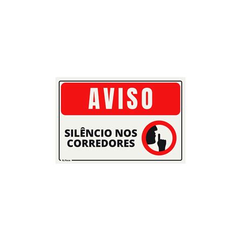 Placa Sinalização Aviso Silêncio Nos Corredores Pictograma 20x15 Cm