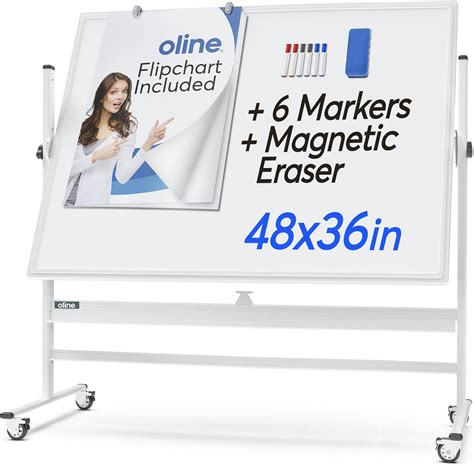 Large Mobile Rolling Whiteboard On Wheels 48x36