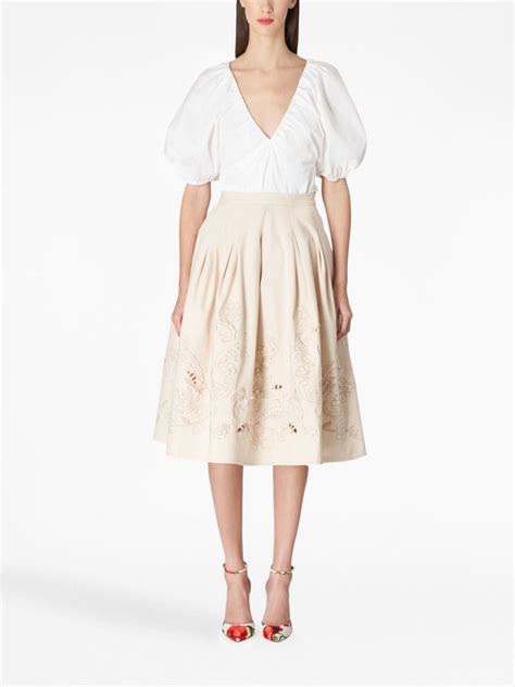 Carolina Herrera Embroidered Midi Skirt Farfetch