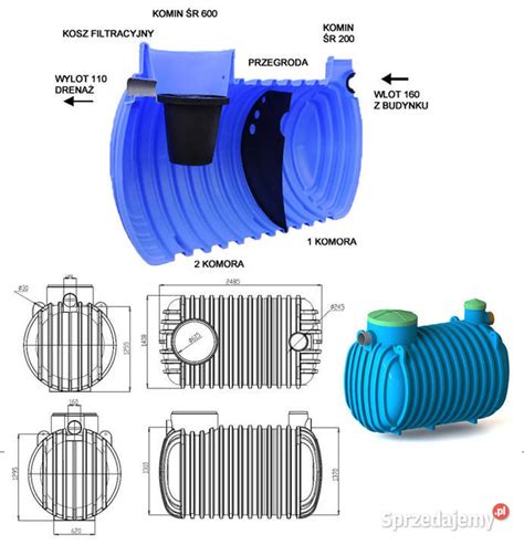 PRZYDOMOWA OCZYSZCZALNIA ŚCIEKÓW 3000l 2 KOMORY TUNELOWA Wrocław