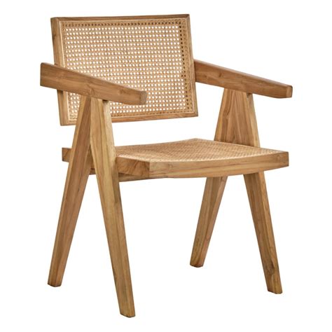 Fauteuil Lounge En Bois Massif Avec Cannage En Rotin BRUNO