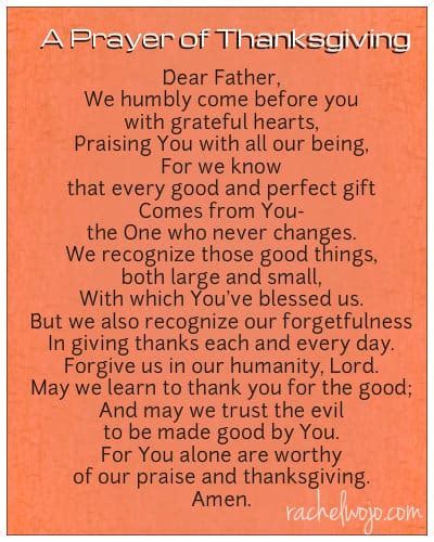 A Prayer of Thanksgiving - RachelWojo.com