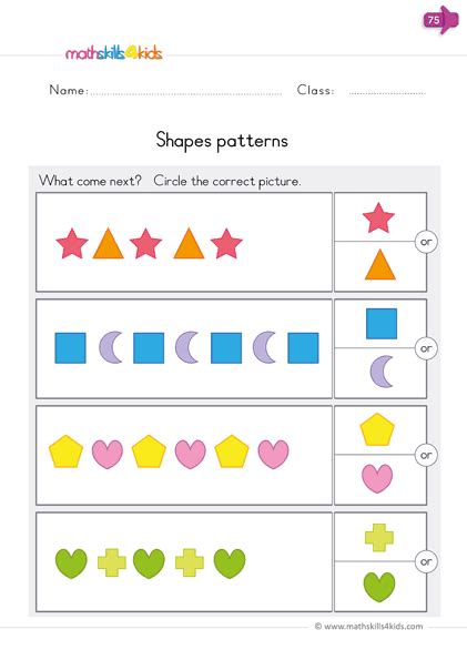 Kindergarten Math Worksheets Shape Patterns Worksheets Preschool