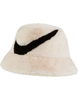 Nike Swoosh Faux Fur Bucket Hat In Off White ASOS