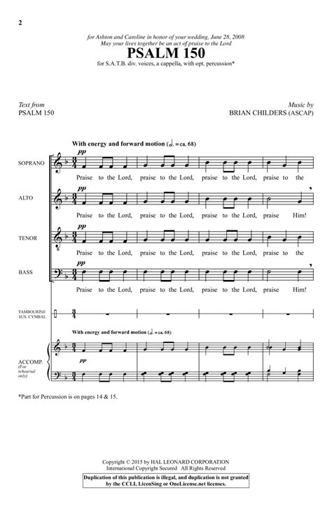 Psalm 150 By Brian Childers 4 Part Digital Sheet Music Sheet