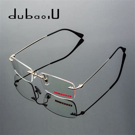 Alloy Glasses Men Rimless Prescription Glasses Optical Myopia Reading