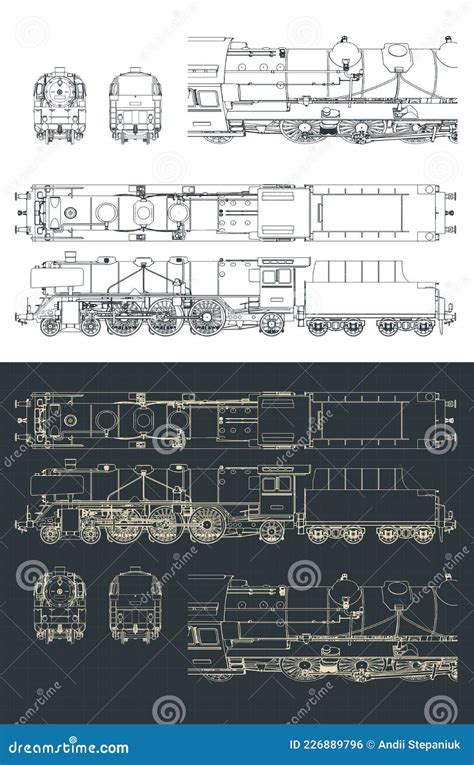 Railroad Blueprints On Blue Background Royalty Free Stock Photography