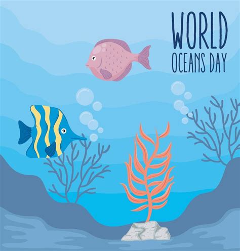 World Oceans Day Lettering 11253101 Vector Art At Vecteezy