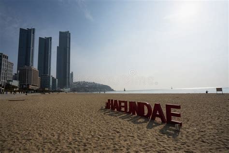 Haeundae Beach a Famous Beach in Busan during Winter Morning at ...