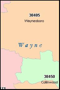 WAYNE County, Tennessee Digital ZIP Code Map