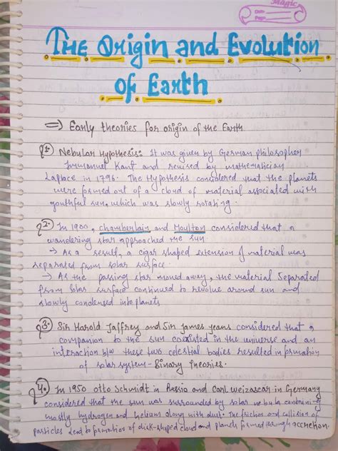 Handwritten Notes Of The Origin And Evolution Of Earth Geography