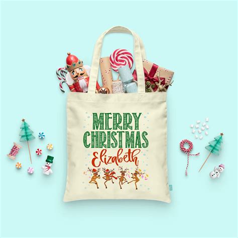 Personalized Christmas Tote Bag Customized Christmas Gift Etsy