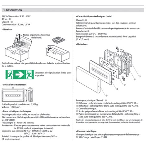 Legrand Baes D Vacuation Eco Standard Leds Lm H Plastique Ip