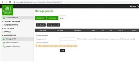 Eurocircuits Dumb Password Rules