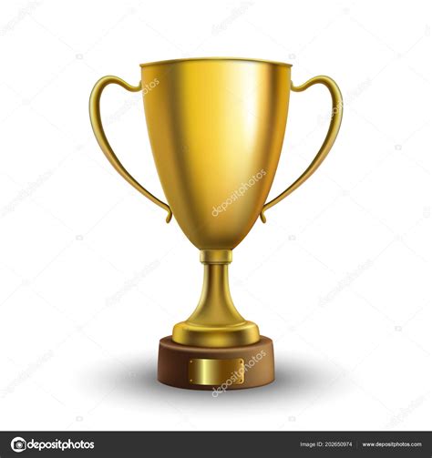 Winner Cup Isolated Golden Trophy White Background Vector Illustration