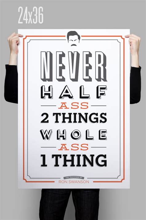 Never Half Ass 2 Things Parks And Rec Poster Ron Swanson Etsy