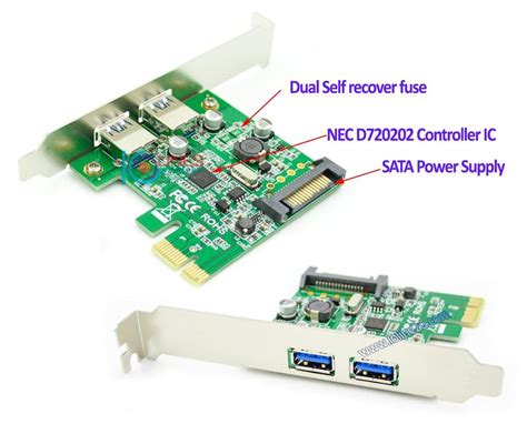 2 Θύρες USB 3 0 HUB σε PCI Ε NEC Chipset Renesas upd720202 5 0Gbps Low