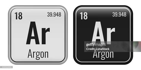 Argon Symbol Chemical Element Of The Periodic Table Vector Illustration