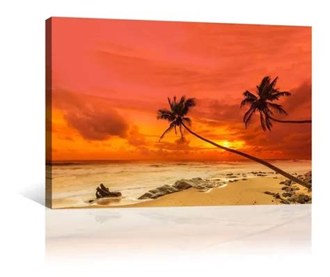 Cuadro Decorativo Naturaleza Canvas Playa Hermoso Atardecer Meses Sin