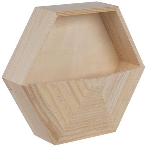 Hexagon Wood Container | Hobby Lobby | 1915685 | Hexagon shelf decor ...